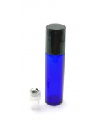 FRASCO VIDRIO ROLL-ON 10ML  AZUL BOLA ACERO INOXIDABLE