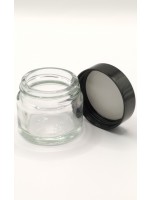 TARRO VIDRIO 15ML TRANSPARENTE TAPA POLIPROPILENO NEGRA