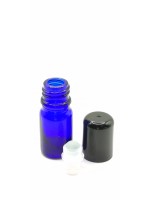 FRASCO ROLL-ON 5ML VIDRIO AZUL DIN 18 BOLA VIDRIO O ACERO INOXIDABLE