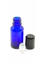 FRASCO ROLL-ON 15ML VIDRIO AZUL DIN18 BOLA VIDRIO O ACERO INOXIDABLE