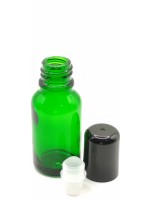 FRASCO ROLL-ON 30ML VIDRIO VERDE DIN 18 BOLA VIDRIO O ACERO INOXIDABLE.