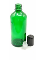 FRASCO ROLL-ON 100ML VIDRIO VERDE DIN 18 BOLA VIDRIO O ACERO INOXIDABLE.