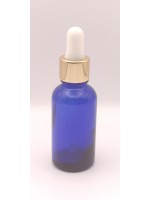 FRASCO CUENTAGOTAS 30ML AZUL DIN 18 T/ORO Y PLATA