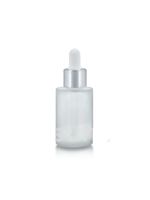 FRASCO CUENTAGOTAS 30ML BLANCO FROST TAPA PLATA